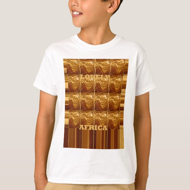 Lovely Africa: Golden Grid Map T-Shirt (Front)