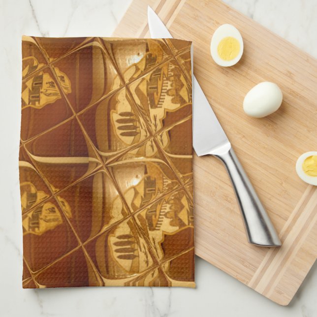 Lovely Africa: Golden Grid Map Tea Towel (Quarter Fold)