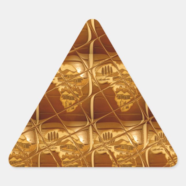 Lovely Africa: Golden Grid Map Triangle Sticker (Front)