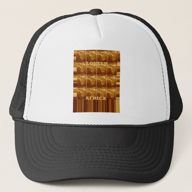 Lovely Africa: Golden Grid Map Trucker Hat (Front)