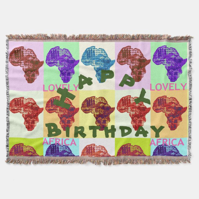 Lovely African Happy Birthday to celebrate Throw Blanket (Front)