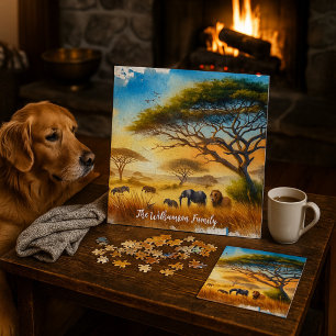Lovely African Safari Watercolor  Jigsaw Puzzle