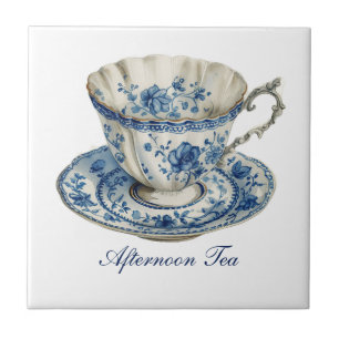 Lovely "Afternoon Tea" Floral Teacup Ceramic Tile