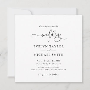 Lovely All In One Black Calligraphy Invitation