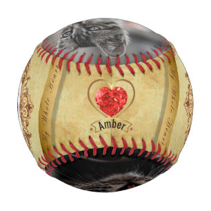 Lovely Amber Cat Vintage Heart Artistic Decorative Baseball