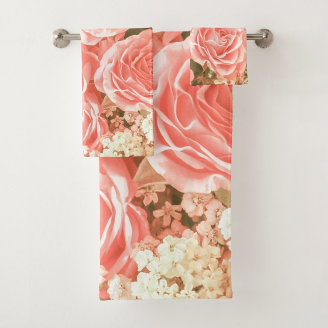 Lovely and Elegant Pink Roses Floral | Towel Set (Insitu)