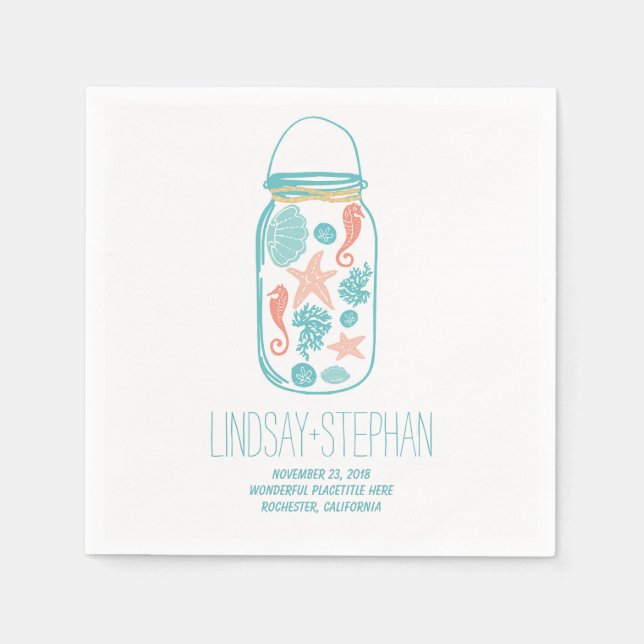 Lovely and Romantic Beach Wedding Paper Napkins (Front)