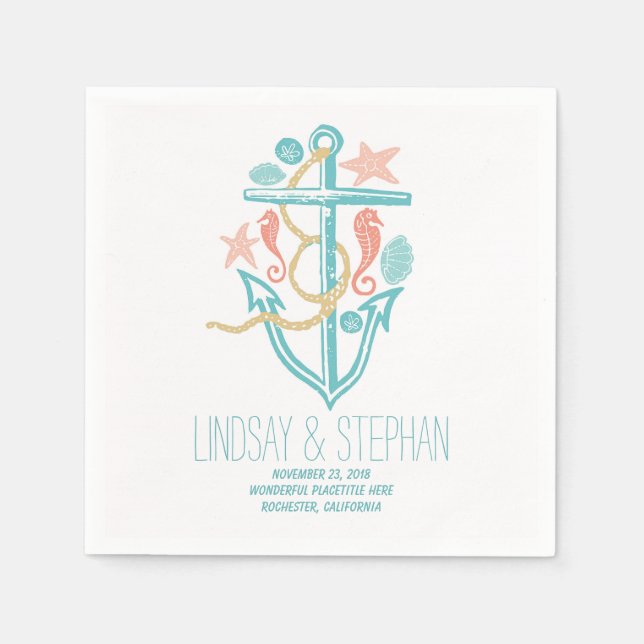 Lovely and Romantic Beach Wedding Paper Napkins (Front)