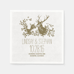 Lovely and Romantic Deer Wedding Paper Napkins