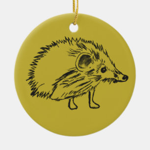 Lovely and Sweet Hedgehog Drawing Ornament