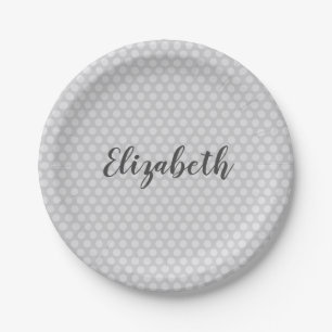 Lovely and Vibrant Gray Polka dots Paper Plate