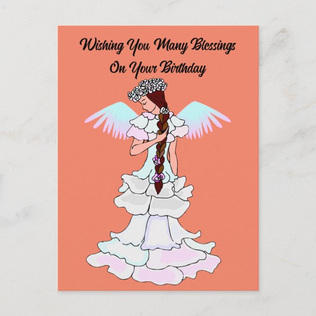 Lovely Angel Birthday Postcard (Front)
