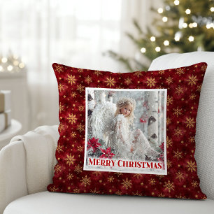Lovely Angel Red Gold Personalized Best Christmas  Cushion