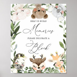 Lovely Animals Baby Shower Decorate A Block Sign
