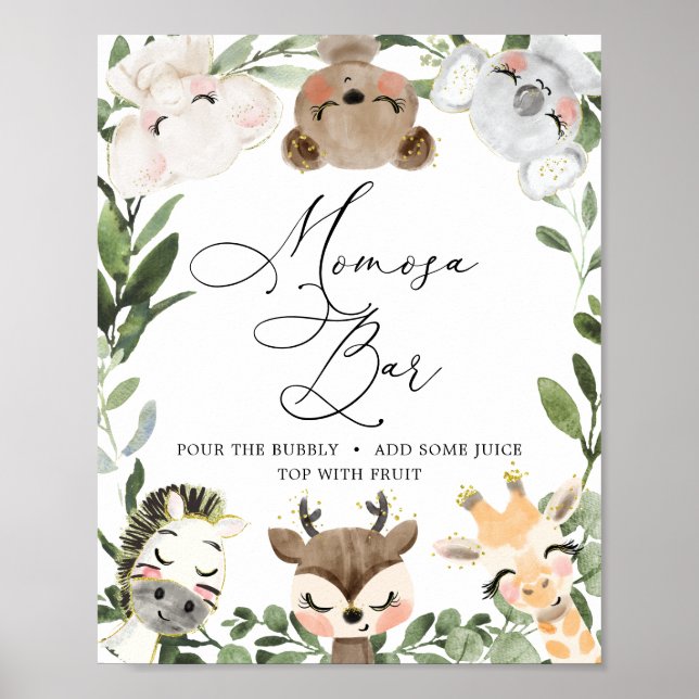 Lovely Animals Baby Shower Mimosa Bar Sign (Front)