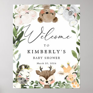 Lovely Animals Baby Shower Welcome Sign