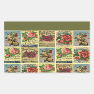 Lovely Antique Heirloom Rose Catalogues Flowers Rectangular Sticker
