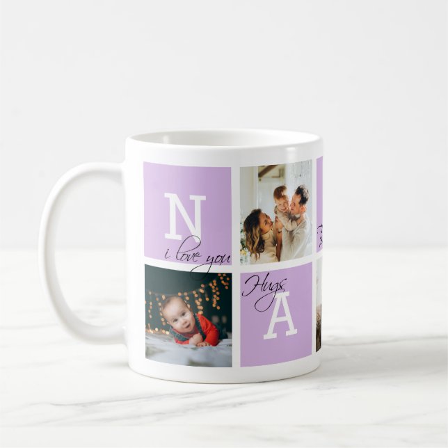 Lovely Appreciation Nanny 5 Photo Light Purple Coffee Mug (Left)