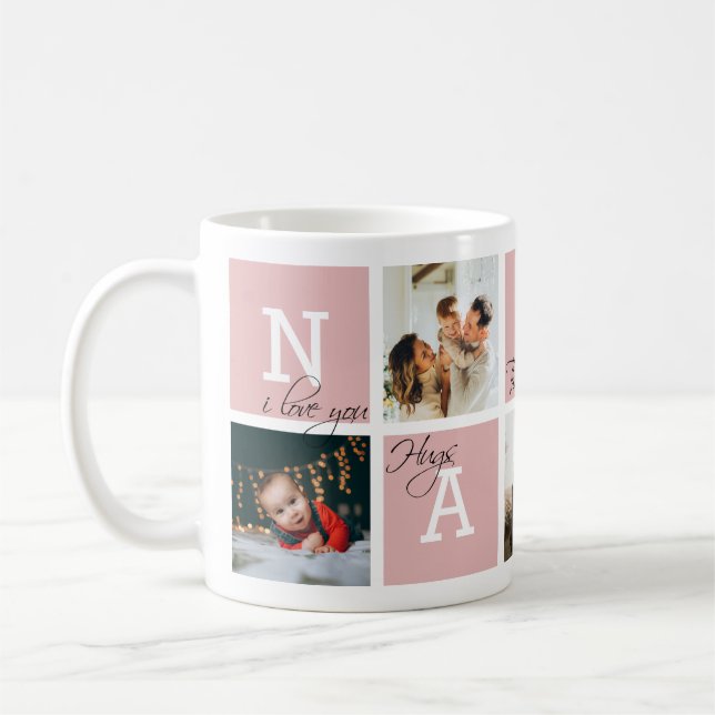 Lovely Appreciation Nanny 5 Photo Red Blush Coffee Mug (Left)