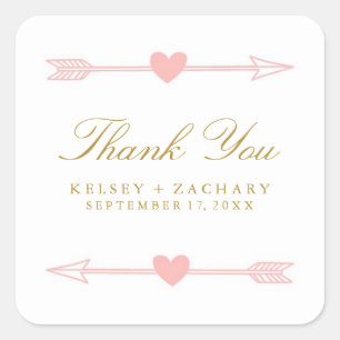 Lovely Arrows Wedding Favour Stickers / Blush Gold