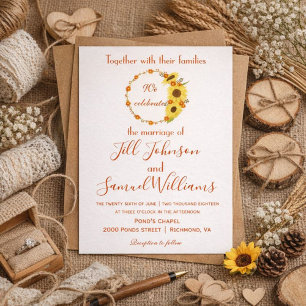 Lovely autumn sunflower floral wedding invitation