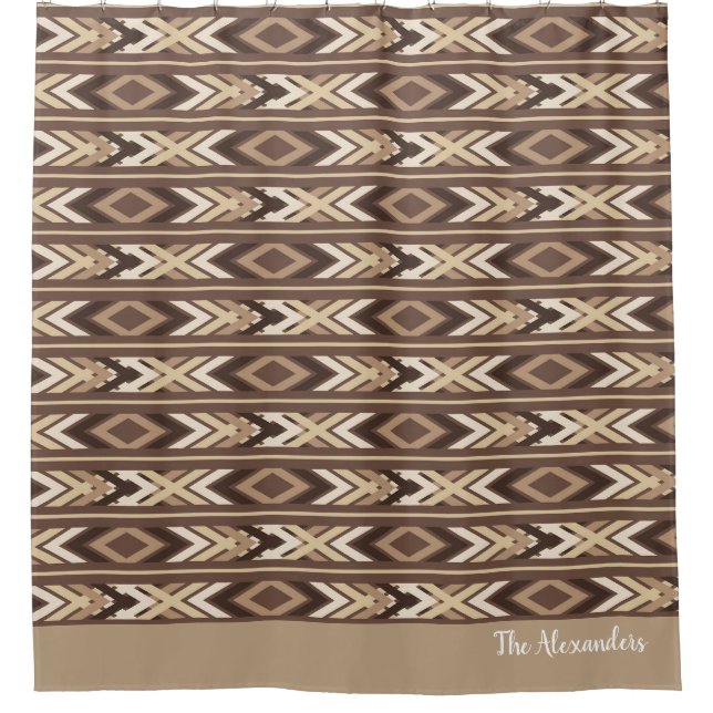 Lovely Aztec Brown Tribal  Shower Curtain (Front)