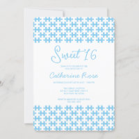 Lovely Baby Blue White Puzzle Chequered Sweet 16