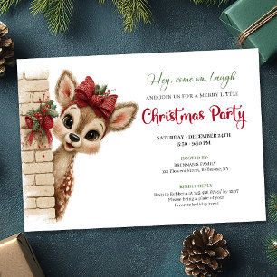 Lovely baby fawn editable Christmas party invite