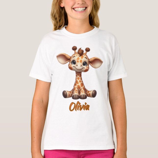 Lovely Baby Giraffe - Customisable Kids' T-Shirt (Front)