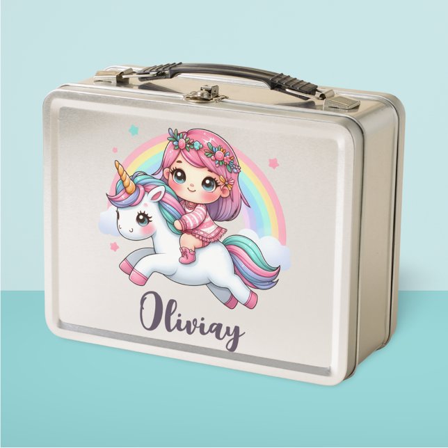 Lovely Baby Girl on Unicorn Metal Lunch Box (Creator Uploaded)