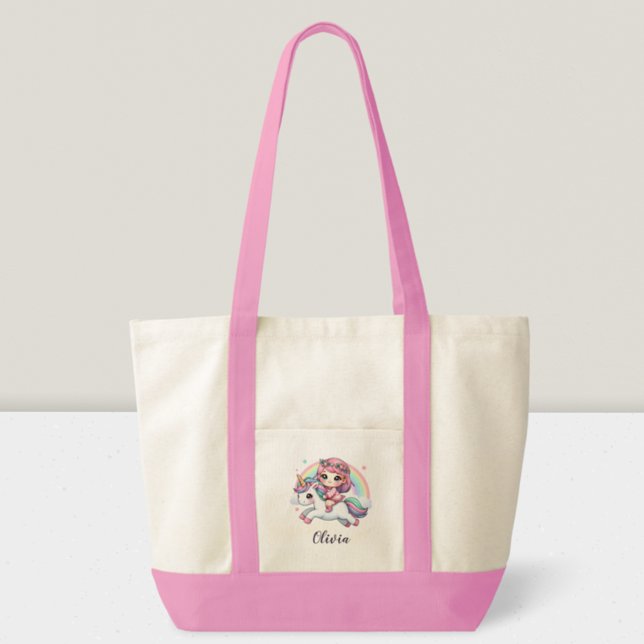 Lovely Baby Girl on Unicorn Tote Bag (Creator Uploaded)