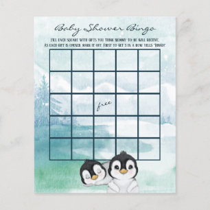 Lovely Baby Penguins Baby Shower Bingo Flyer