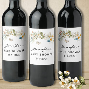 Lovely Baby Shower Still Life Florals Wine Label