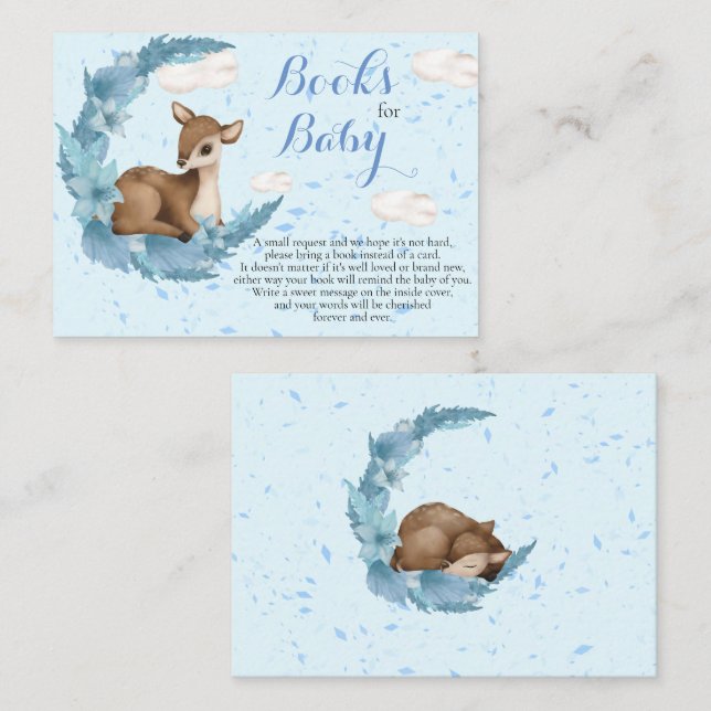 Lovely Bambi & Flowers moon clouds Books for Baby  Enclosure Card (Front/Back)
