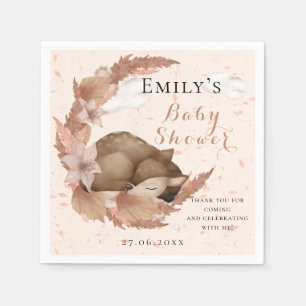 Lovely Bambi & Flowers Pastel Pink Baby Shower Nap Napkin