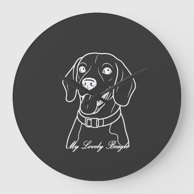 Lovely Beagle Large Clock (Front)
