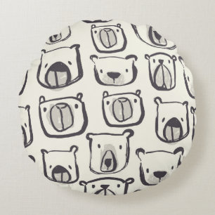 Lovely bear face hand drawn doodles illustration p round cushion