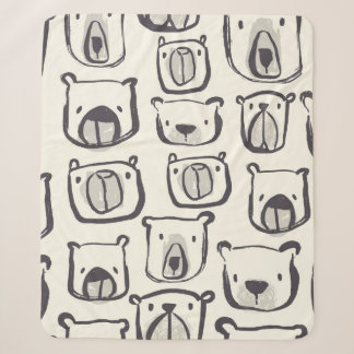 Lovely bear face hand drawn doodles illustration p sherpa blanket