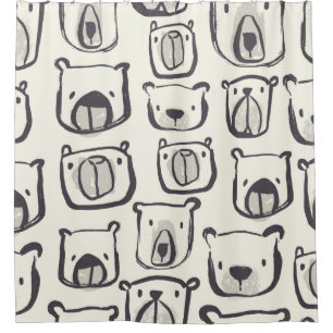 Lovely bear face hand drawn doodles illustration p shower curtain