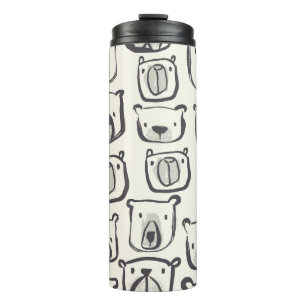 Lovely bear face hand drawn doodles illustration p thermal tumbler