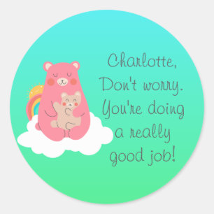 Lovely Bear Family  Classic Round Sticker