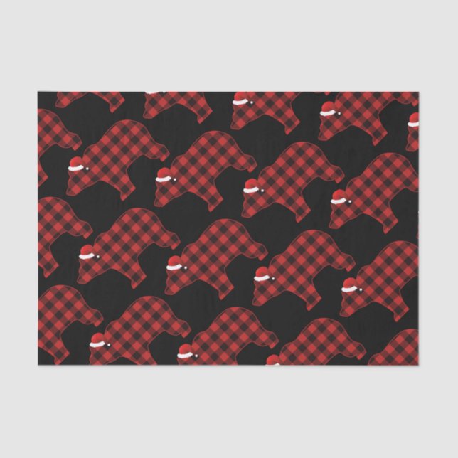 Lovely Bear Silhouette Christmas Holiday Pattern Tissue Paper (Front)