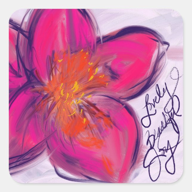 Lovely, Beautiful, Joy Bright Flower Stickers (Front)