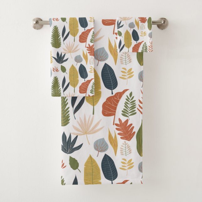Lovely beautiful Modern retro Pretty leaf Fall  Bath Towel Set (Insitu)