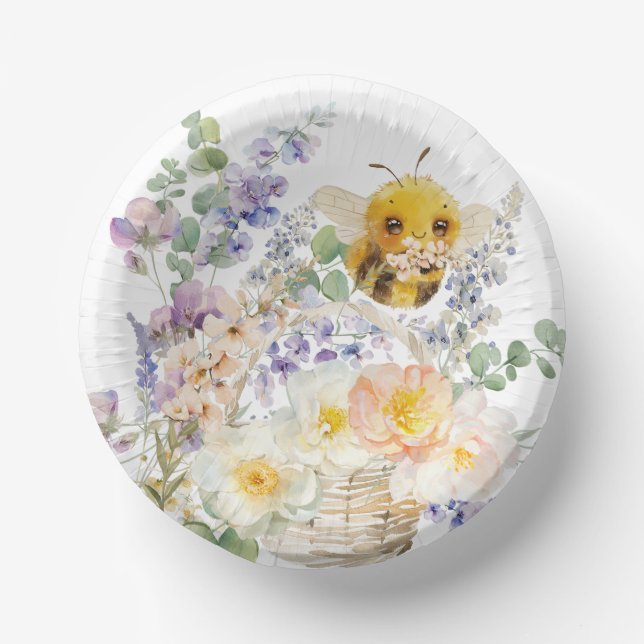 Lovely Bee Bowls Paper Plate (Front)