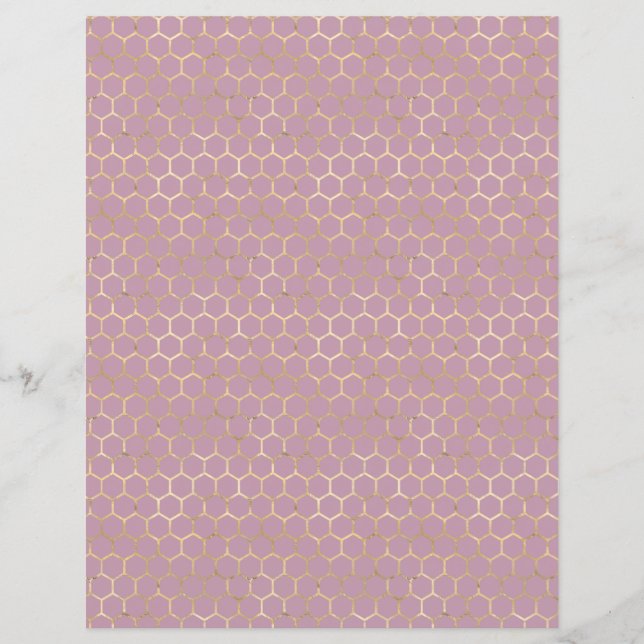 Lovely Bee Pink Honeycomb Scrapbook Paper Sheet (Front)