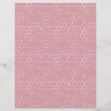 Lovely Bee Pink Honeycomb Scrapbook Paper Sheet