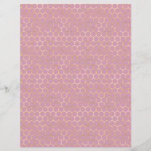 Lovely Bee Pink Honeycomb Scrapbook Paper Sheet