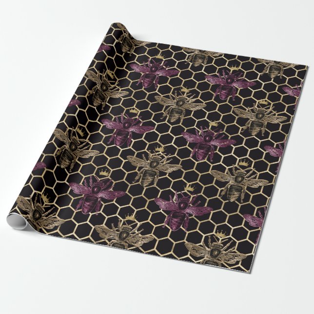 Lovely Bee Series Design 18 Wrapping Paper (Unrolled)