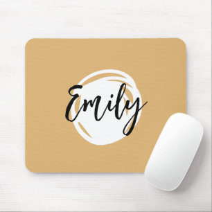 Lovely beige and white Black script monogrammed Mouse Mat